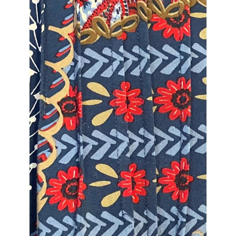 N Touch Women’s 1X Multicolor Floral Boho Tunic Top Button Details Blue Red - Picture 5 of 15